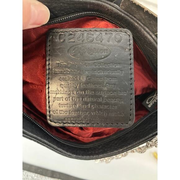 BRIGHTON SMALL BLACK LEATHER FLOWER PETAL SHOULDER BAG - Picture 11 of 16